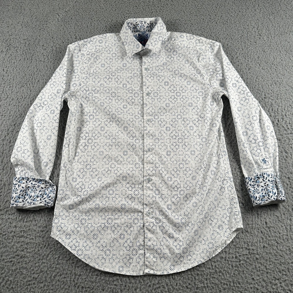 Robert Graham Mens Shirt Small Geometric Button Down Flip‎ Cuffs